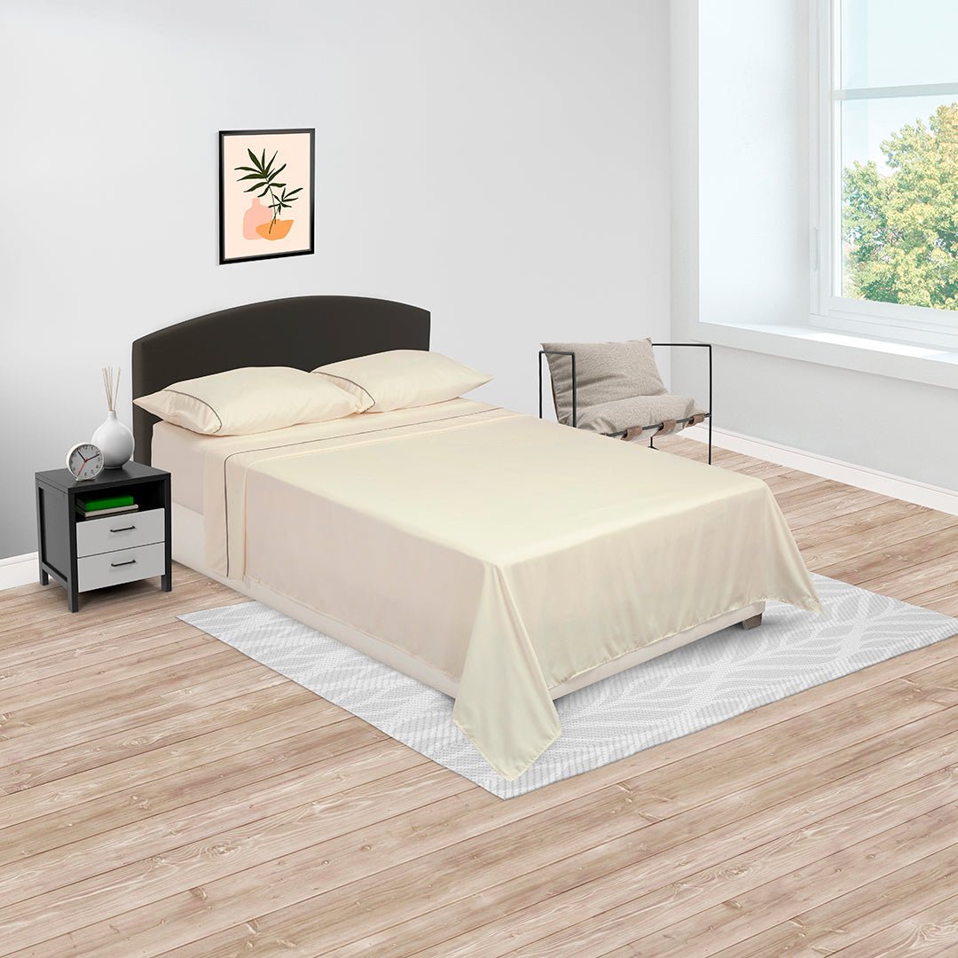 Juego de Sabanas Básicos Crema Para Cama Semidoble 120 X 190 Cm Fondo Entero - SABANAS | Bylmo
