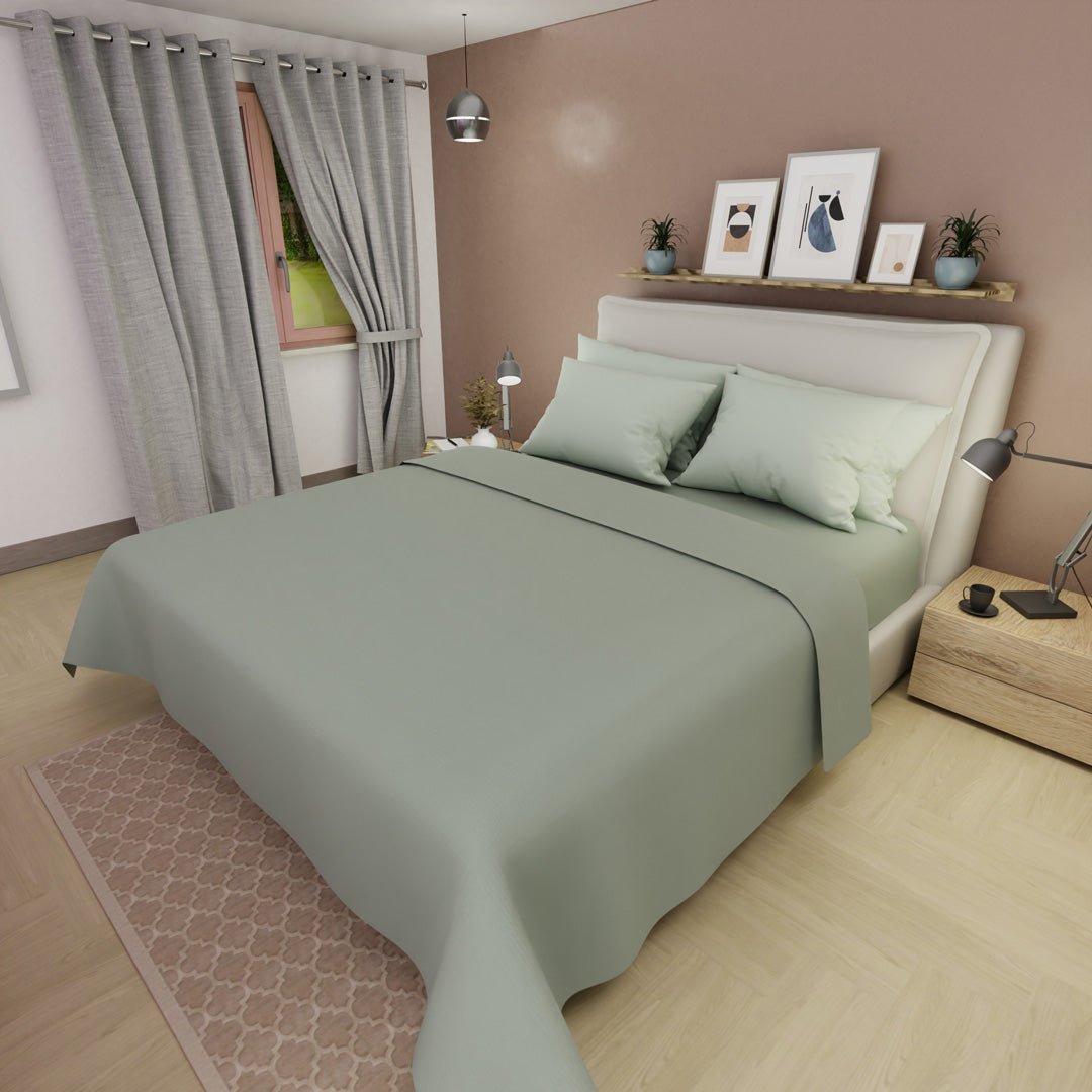 Juego de Sabanas My House Verde grisáceo Para Cama Doble 140 X 190 Cm Fondo Entero - SABANAS | Bylmo
