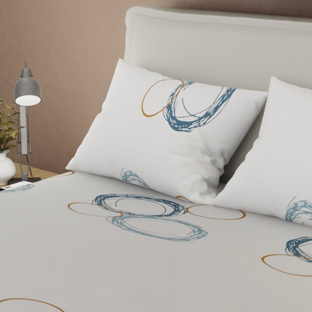 Juego de Sabanas Aros al Viento Beige Para Cama King 200 X 200 Cm 250 Hilos de Circulos - SABANAS | Bylmo
