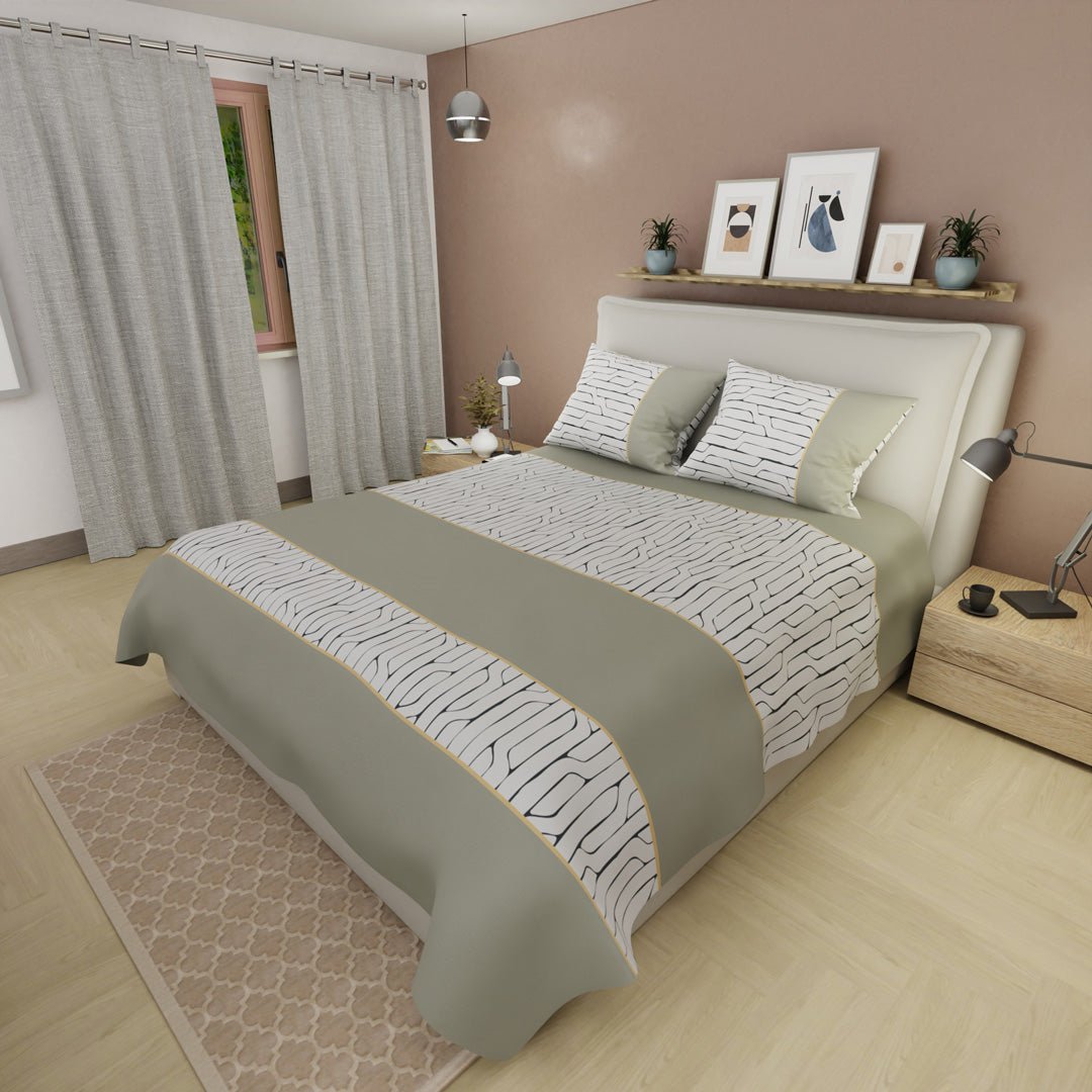 Juego de Sabanas Cauce de Líneas Gris Para Cama King 200 X 200 Cm 250 Hilos de Lineas - SABANAS | Bylmo