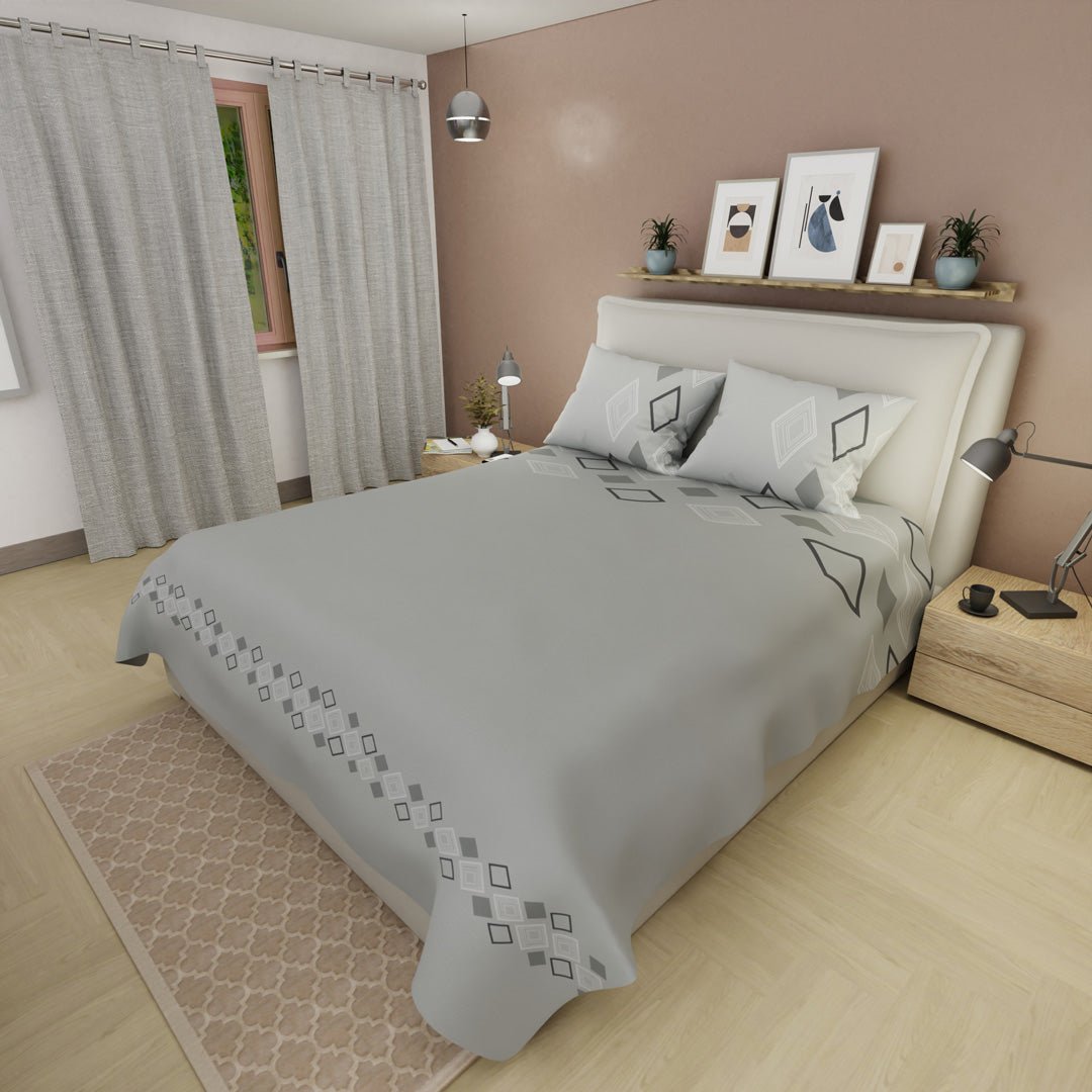 Juego de Sabanas Ecos de Diamante Gris Para Cama King 200 X 200 Cm 250 Hilos de Rombos - SABANAS | Bylmo