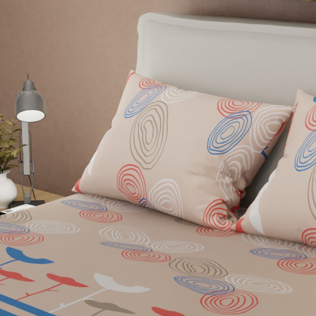 Juego de Sabanas Espiral de Sueños Crema Para Cama Semidoble 120 X 190 Cm de Circulos Y Flores - SABANAS | Bylmo