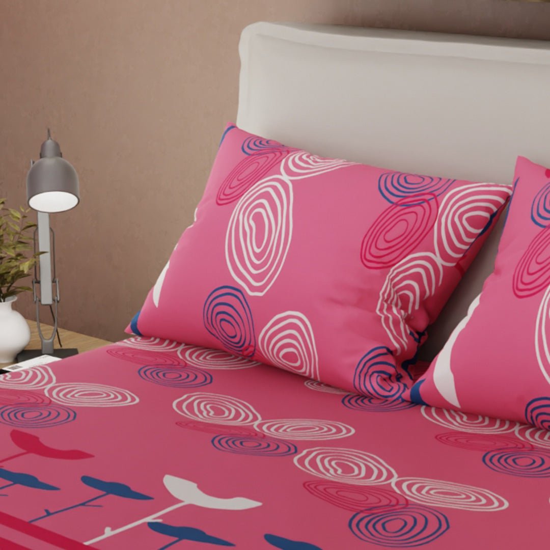 Juego de Sabanas Espiral de Sueños Fucsia Para Cama Semidoble 120 X 190 Cm de Circulos Y Flores - SABANAS | Bylmo