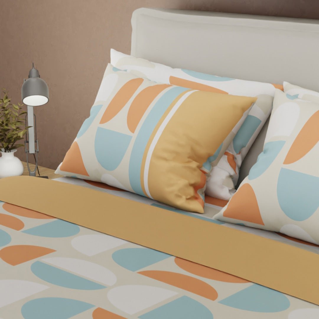 Juego de Sabanas Style 4 Naranja Para Cama Semidoble 120 X 190 Cm de Circulos - SABANAS | Bylmo