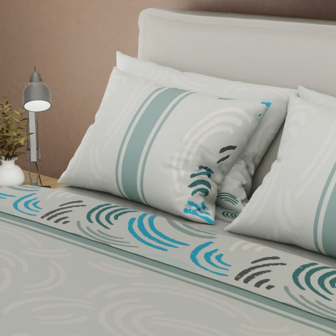 Juego de Sabanas Style 4 Gris Para Cama Semidoble 120 X 190 Cm de Lineas Ondulantes - SABANAS | Bylmo