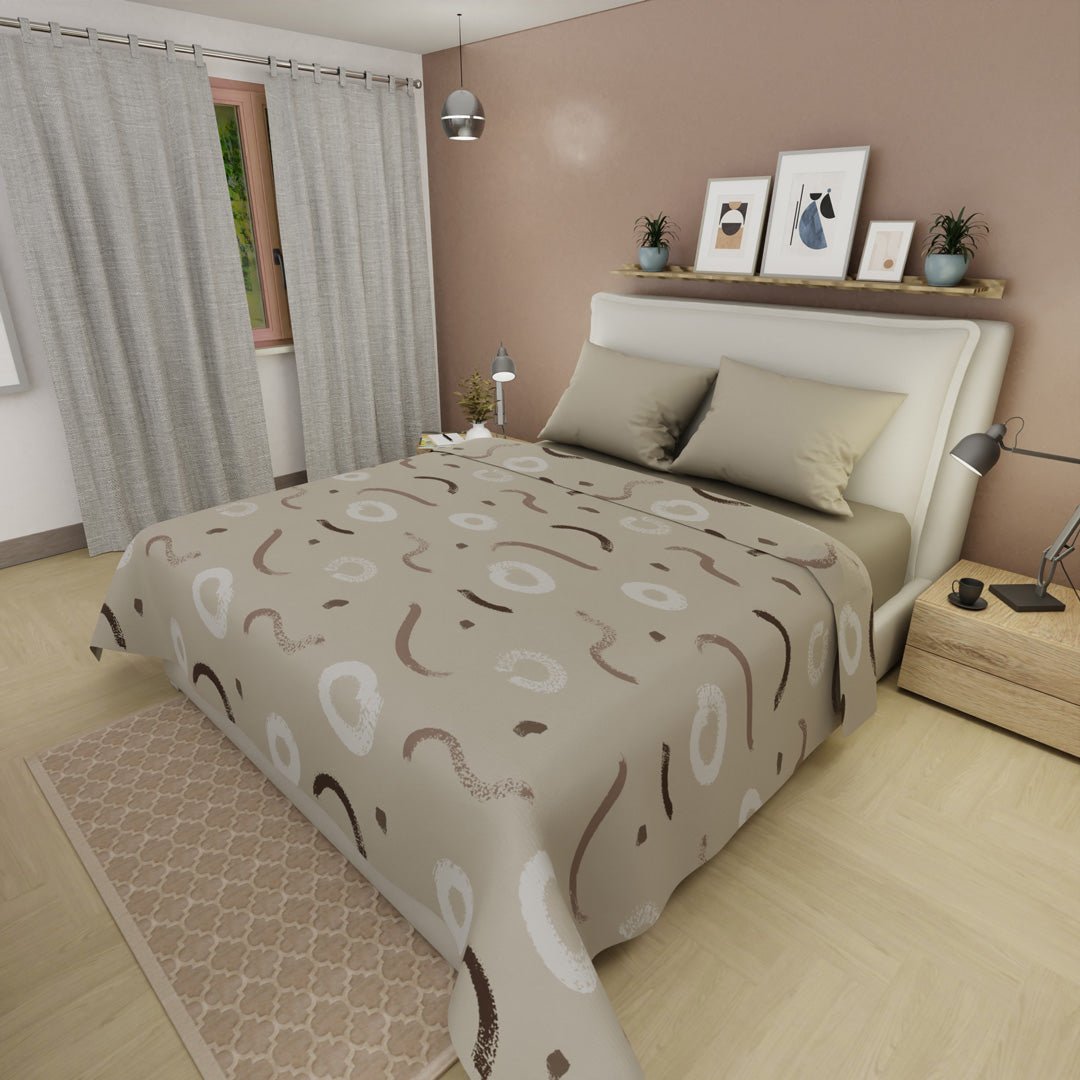 Juego de Sabanas Tendenza Travesía Serena Beige Para Cama King 200 X 200 Cm de Lineas Ondulantes - SABANAS | Bylmo