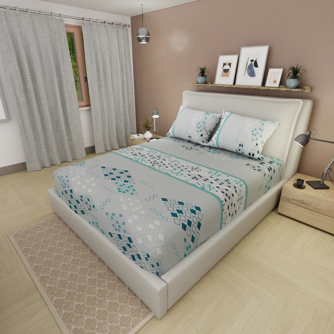 Sábana Ajustable Prisma Blanco Apagado para Cama Sencilla 100 X 190 Cm Rombos - SABANAS | Bylmo
