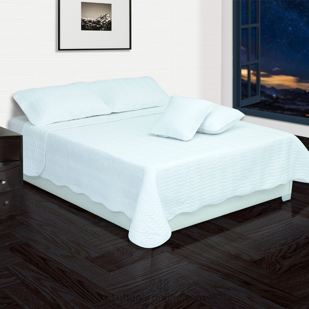 Cubrelecho Español Blanco para Cama Sencilla 100 X 190 Cm Fondo Entero - TENDIDOS Y CUBRELECHOS | Bylmo