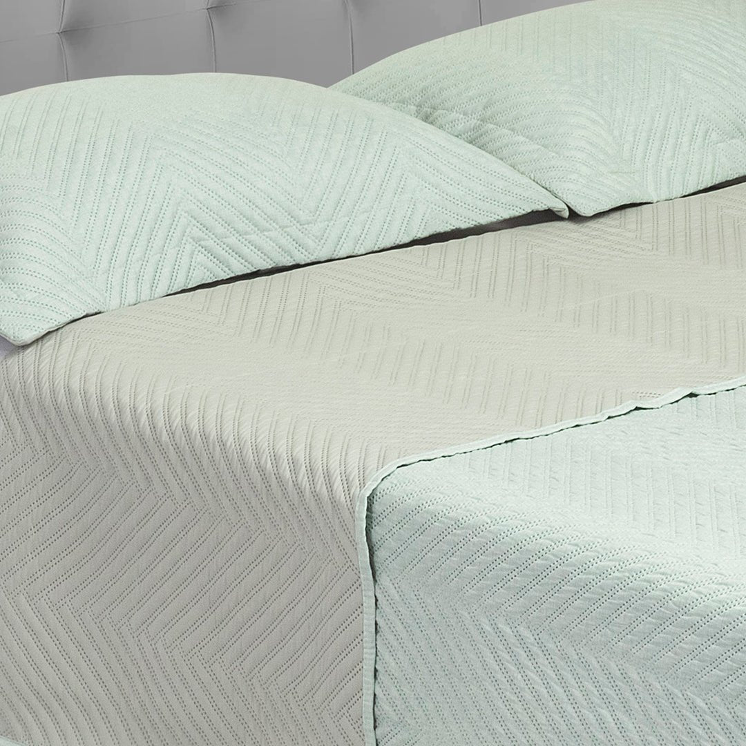 Tendido Kyoto Verde grisáceo para Cama King 200 X 200 Cm Fondo Entero - TENDIDOS Y CUBRELECHOS | Bylmo