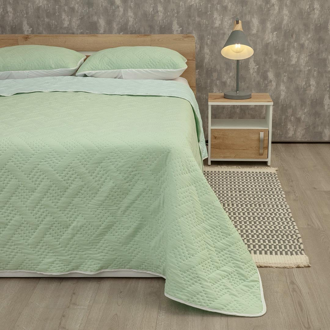 Cubrelecho Termosellado Cotton Sense Verde y Azul para Cama Doble 140 X 190 Cm Fondo Entero - TENDIDOS Y CUBRELECHOS | Bylmo