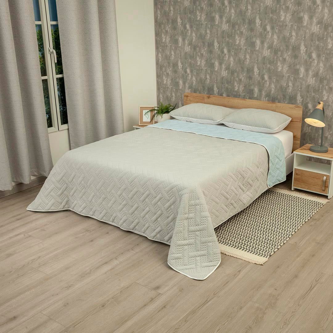 Cubrelecho Termosellado Cotton Sense Azul para Cama King 200 X 200 Cm Fondo Entero - TENDIDOS Y CUBRELECHOS | Bylmo