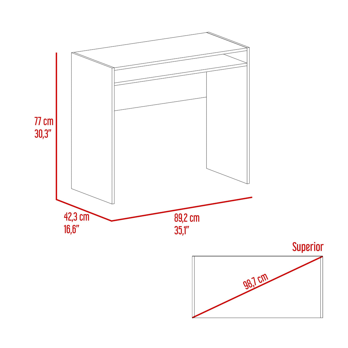 Escritorio Stella Fresno 89.2x77cm sin Cajones - ESCRITORIOS | Bylmo