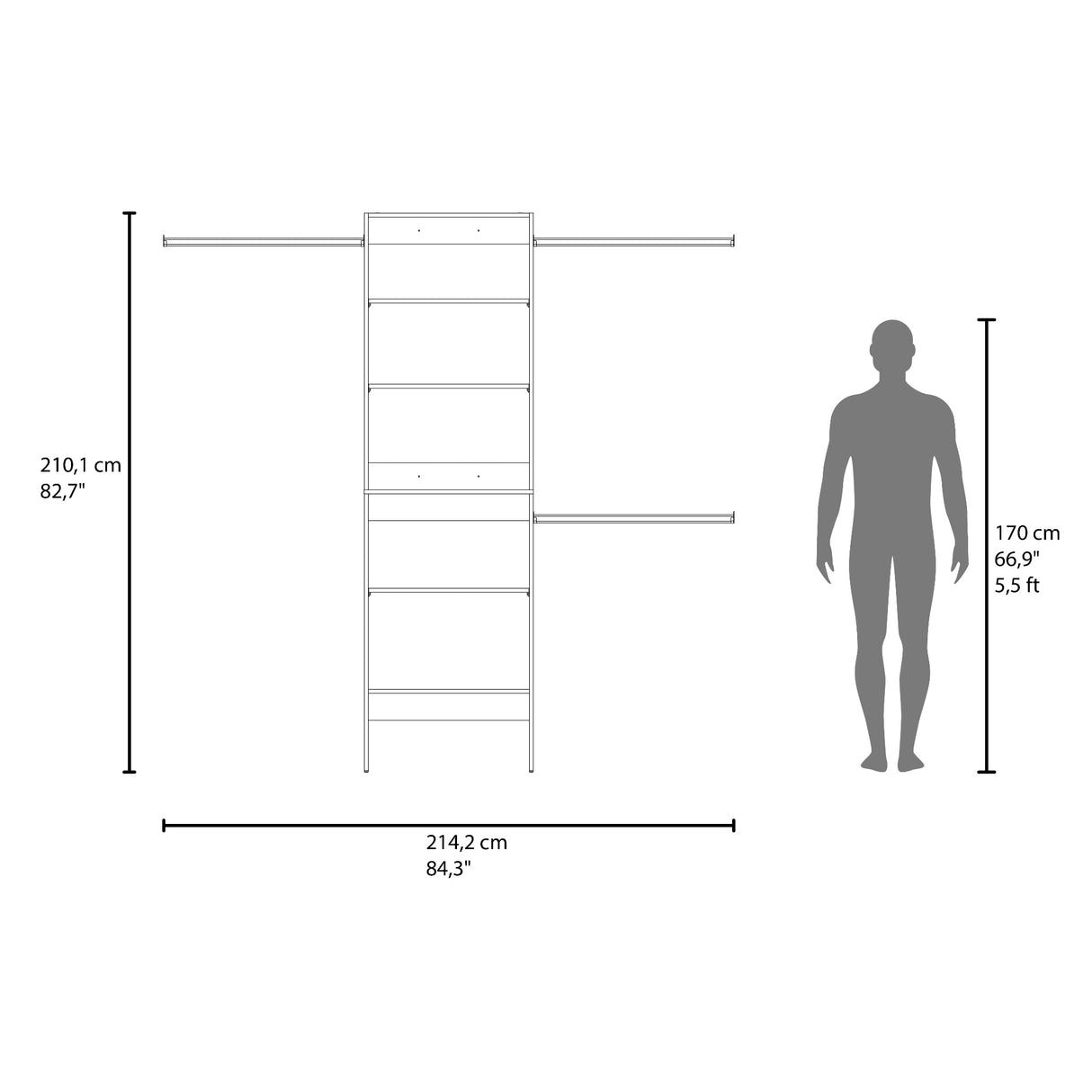 Closet Selt Kronos 63.6x210.1cm con Cinco Compartimientos y sin Puertas - CLOSETS | Bylmo