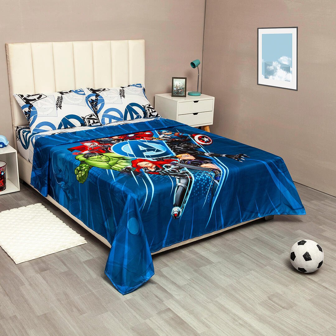 Juego de Sábanas Infantil Core Disney Azul Oscuro y Blanco para Cama Semidoble 120 X 190 Cm de Avengers - SABANAS | Bylmo