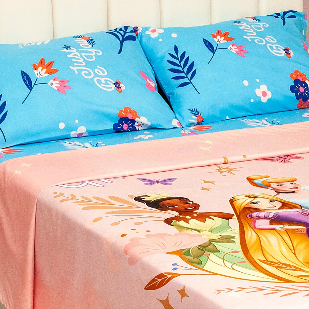Juego de Sábanas Infantil Core Disney Rosado para Cama Semidoble 120 X 190 Cm de Princesas - SABANAS | Bylmo