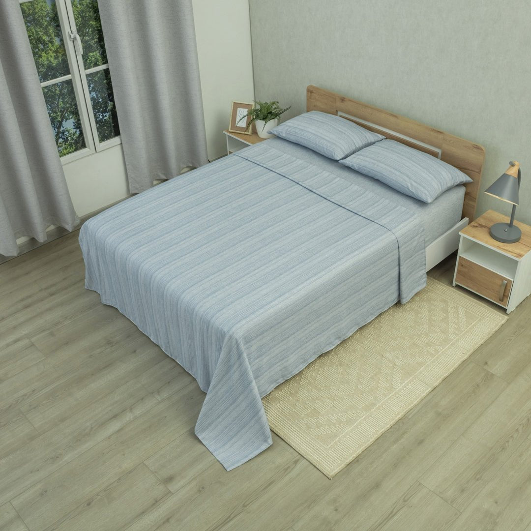 Juego de Sábanas Equilibrio Azul Boreal para Cama King 200 X 200 Cm Fondo Entero - SABANAS | Bylmo