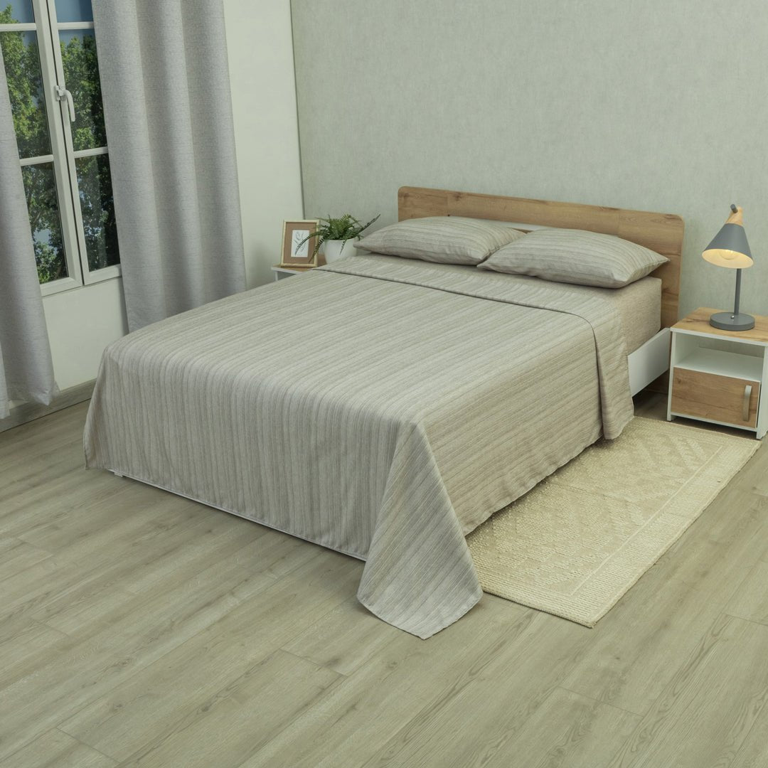 Juego de Sábanas Equilibrio Gris Piedra para Cama Doble 140 X 190 Cm Fondo Entero - SABANAS | Bylmo