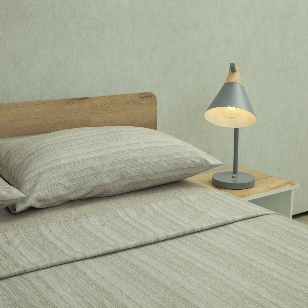 Juego de Sábanas Equilibrio Gris Piedra para Cama Doble 140 X 190 Cm Fondo Entero - SABANAS | Bylmo