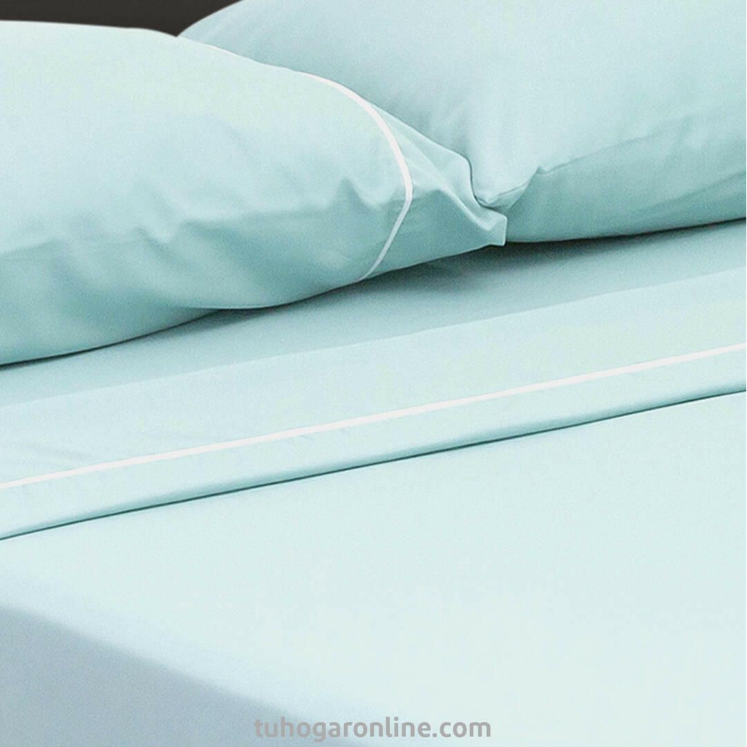 Juego de Sábanas Básicos Azul para Cama Doble 140 X 190 Cm Fondo Entero - SABANAS | Bylmo