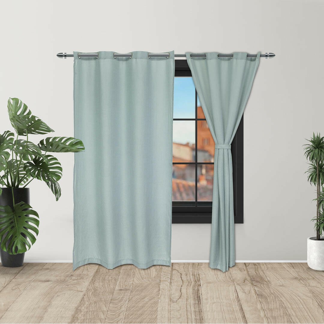 Cortina Ramia Gris Azul 220x270cm Fondo Entero - CORTINAS TRADICIONALES | Bylmo