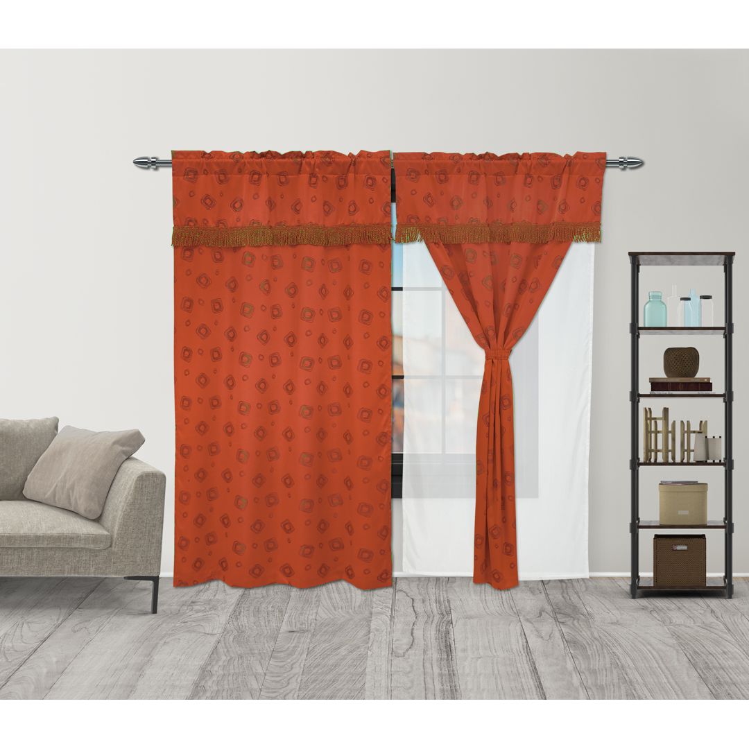 Cortina Fleco Naranja 220x270cm de Figuras - CORTINAS TRADICIONALES | Bylmo
