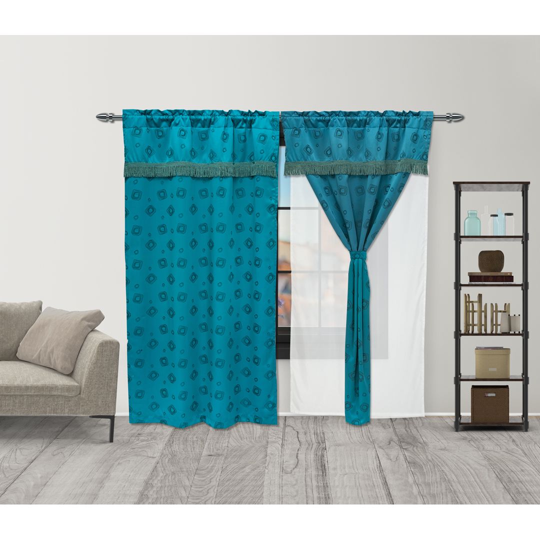 Cortina Fleco Azul Petróleo 220x270cm de Figuras - CORTINAS TRADICIONALES | Bylmo