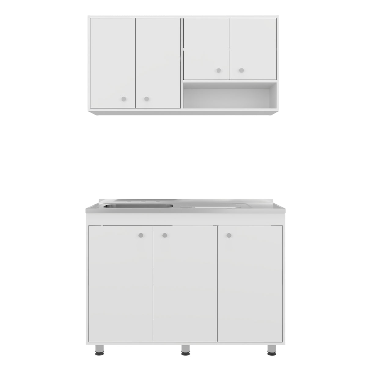 Cocina Napoleon Blanco 120x60cm con Mesón de Acero Inoxidable y sin Estufa - COCINAS | Bylmo