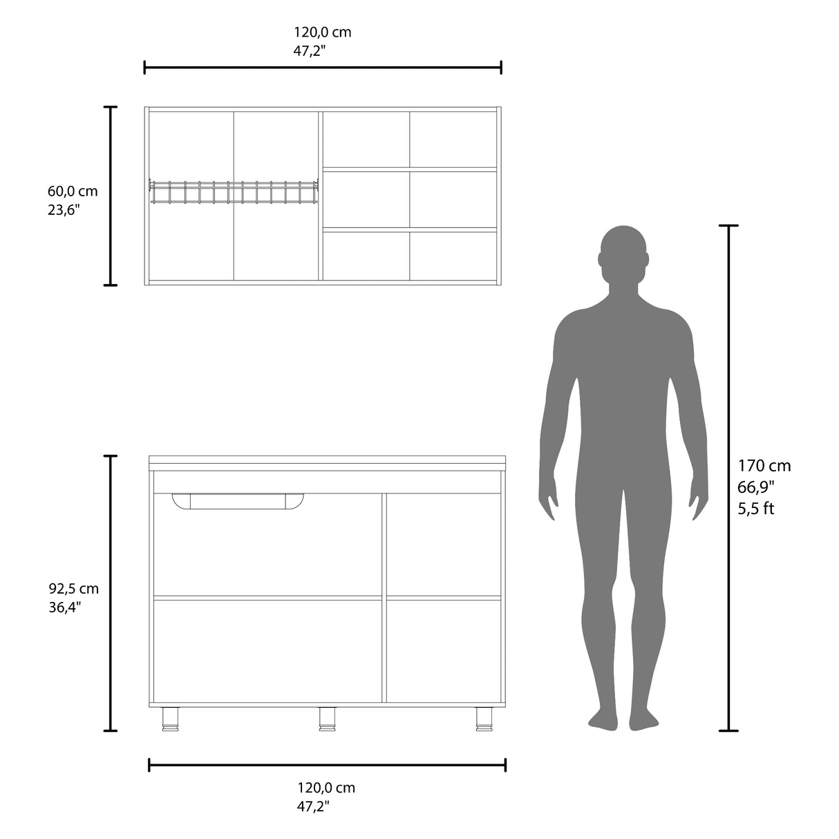 Cocina Napoleon Blanco 120x60cm con Mesón de Acero Inoxidable y sin Estufa - COCINAS | Bylmo
