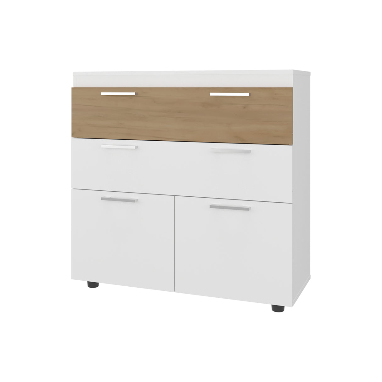 Cajonera Belton Blanco 90x88cm de Tres Hileras con Dos Cajones - CAJONERAS Y COMODAS | Bylmo