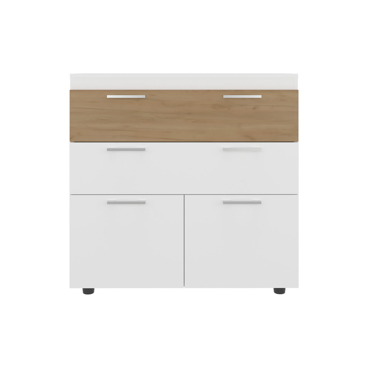 Cajonera Belton Blanco 90x88cm de Tres Hileras con Dos Cajones - CAJONERAS Y COMODAS | Bylmo