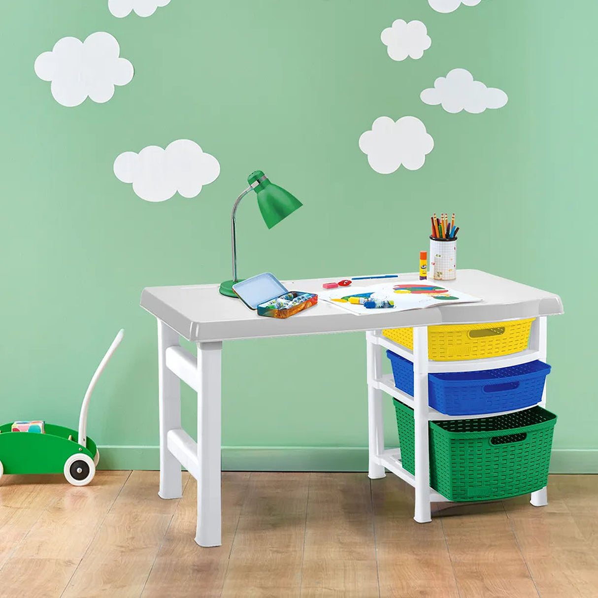 Combo Escritorio y Silla Infantil Rimax Rojo 88x50cm con Tres Cajones - ESCRITORIOS | Bylmo
