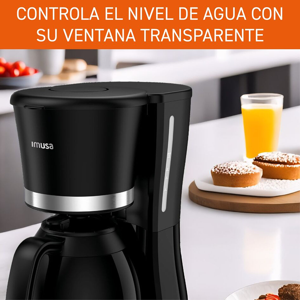 Cafetera Eléctrica Imusa Cool Negro 31x34.6cm de Goteo para 10 Tazas con Jarra Térmica - CAFETERAS ELECTRICAS | Bylmo