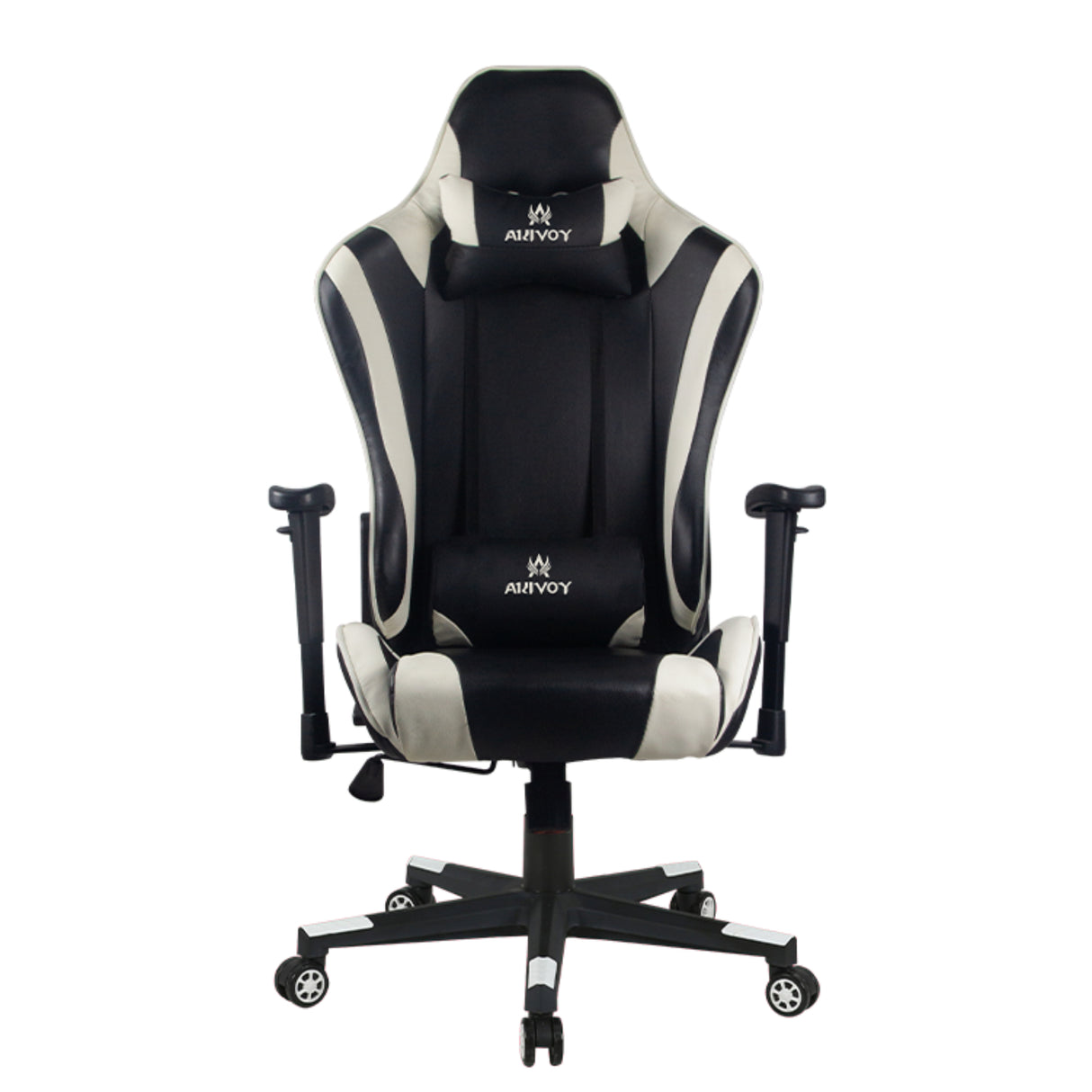 Silla Gamer Valorant Negro y Blanco 52x133cm Reclinable con Soporte Lumbar y Apoya Cabezas