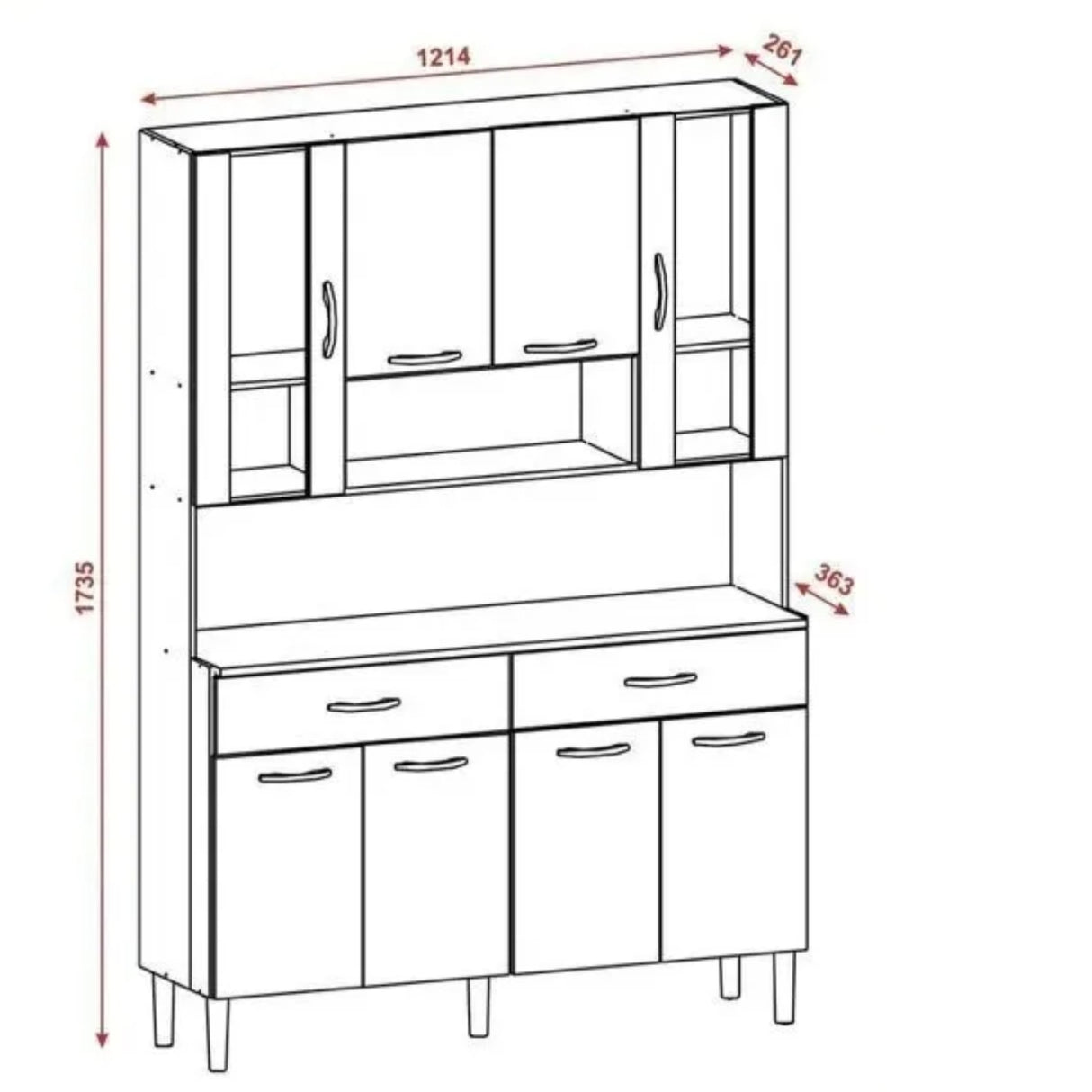 Alacena Golden Plus Castaño y Blanco 120x173cm con Ocho Puertas y con Dos Cajones - ALACENAS Y MUEBLES MICROONDAS | Bylmo