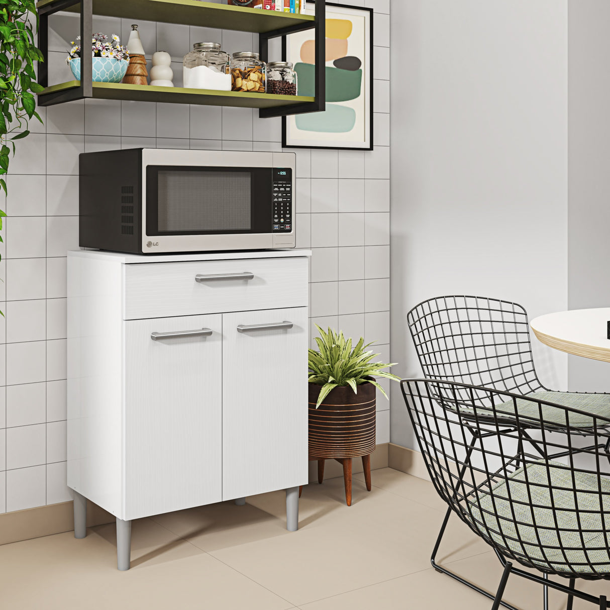 Alacena Diamante Blanco 60x86cm con Dos Puertas y con Un Cajón