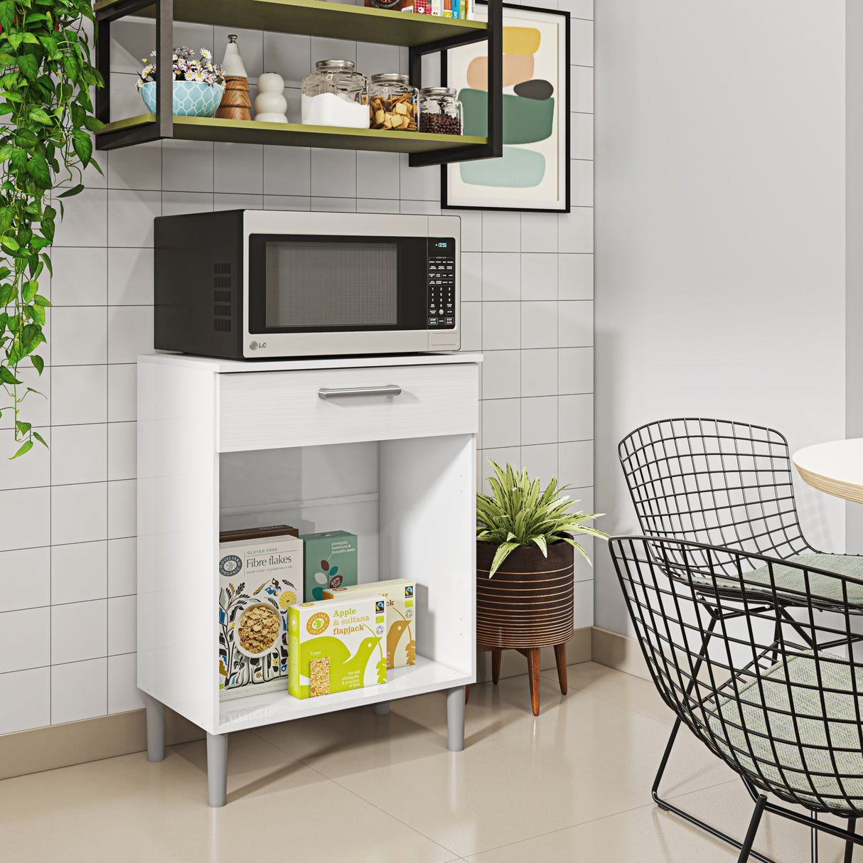 Alacena Diamante Blanco 60x86cm con Dos Puertas y con Un Cajón