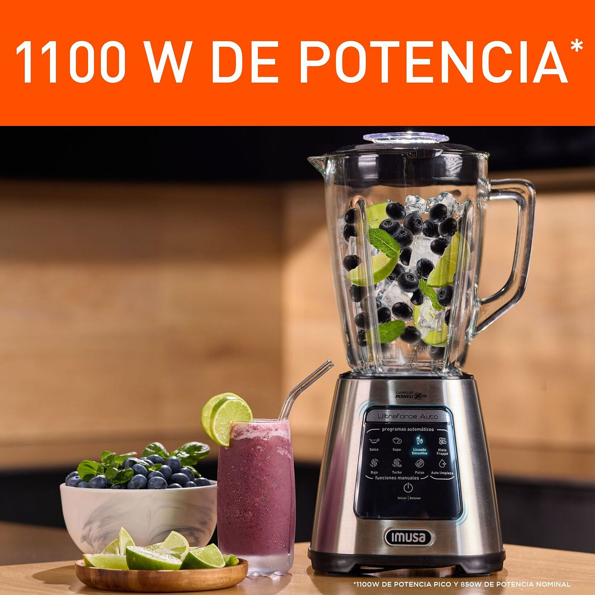 Licuadora Imusa Ultraforce Auto Plateado y Negro 18x39cm De Seis Aspas con capacidad de 2.2 Litros - LICUADORAS Y PROCESADORES | Bylmo