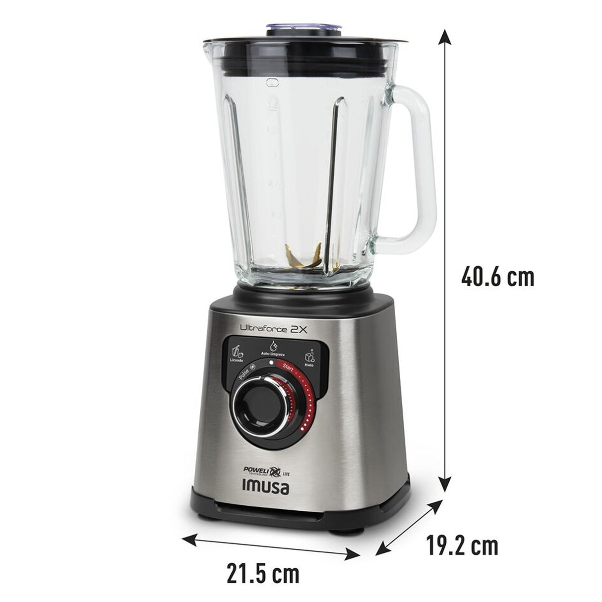 Licuadora Imusa Ultraforce 2X Plateado y Negro 21.5x40.6cm De Seis Aspas con capacidad de 2 Litros - LICUADORAS Y PROCESADORES | Bylmo