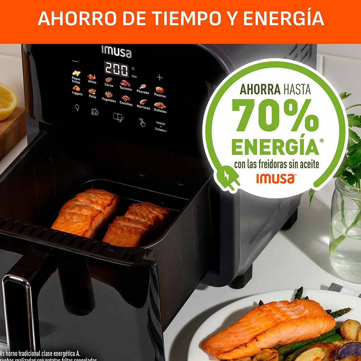 Freidora de Aire Imusa Easy Fry Turbo Negro 36.4x32.6cm de 6 Litros con Pantalla Digital y con 12 Funciones - FREIDORAS DE AIRE | Bylmo