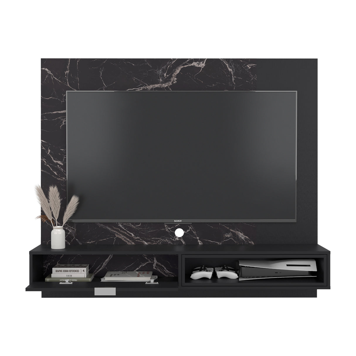 Panel de TV Funes Mamba y Wengue 150x130cm para TV Hasta 60" Pulagadas con Un Compartimiento - MUEBLES DE TV | Bylmo
