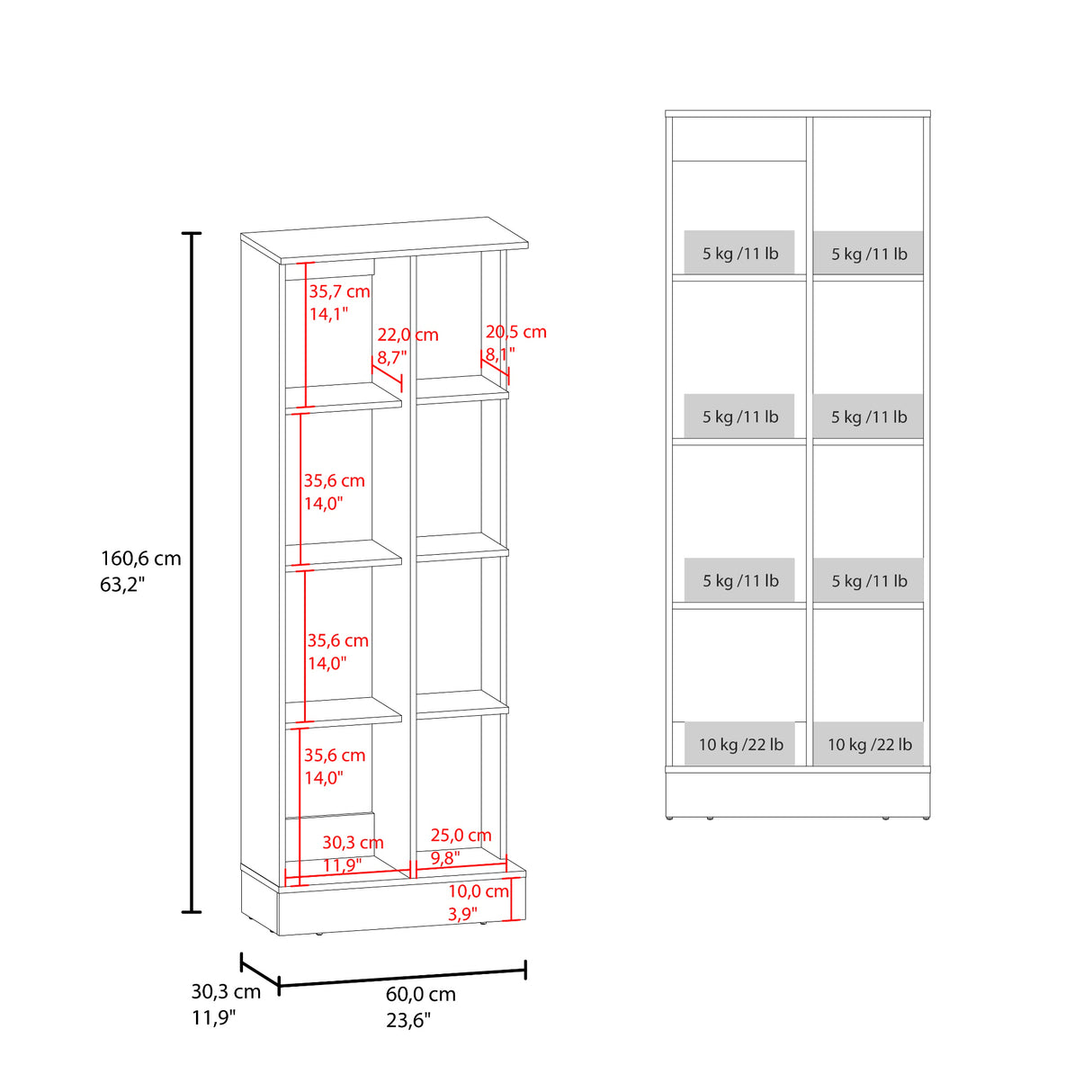 Alacena Ayora Blanco 60x160.6cm y con Una Puerta