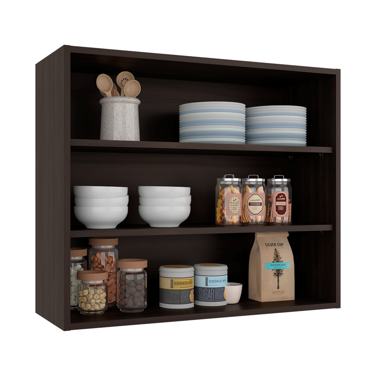 Gabinete de Cocina Baroque Nogal 91.4x76.2cm con Dos Entrepaños - MUEBLES SUPERIORES DE COCINA | Bylmo