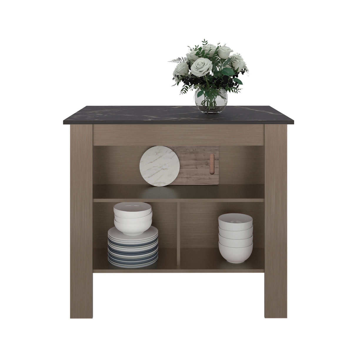 Isla de Cocina Cala Amber y Mamba 103x90cm con Tres Compartimientos y con Patas - BARRAS Y MUEBLES AUXILIARES | Bylmo