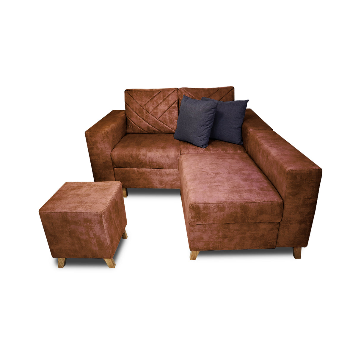 Sala Amsterdam Camel 150x72cm de Tela Amigable con Mascotas + Silla + Puff - SOFAS Y POLTRONAS | Bylmo