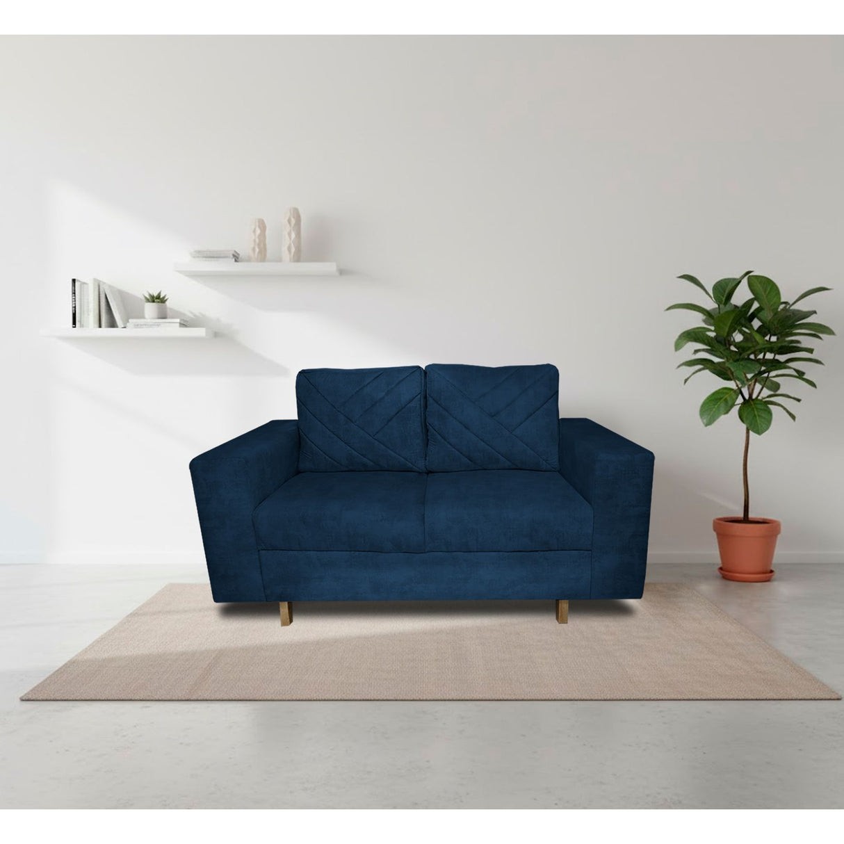Sofá Amsterdam Azul Petróleo 150x72cm de Tela Amigable con Mascotas de Dos Puestos con Apoya Brazos - SOFAS Y POLTRONAS | Bylmo