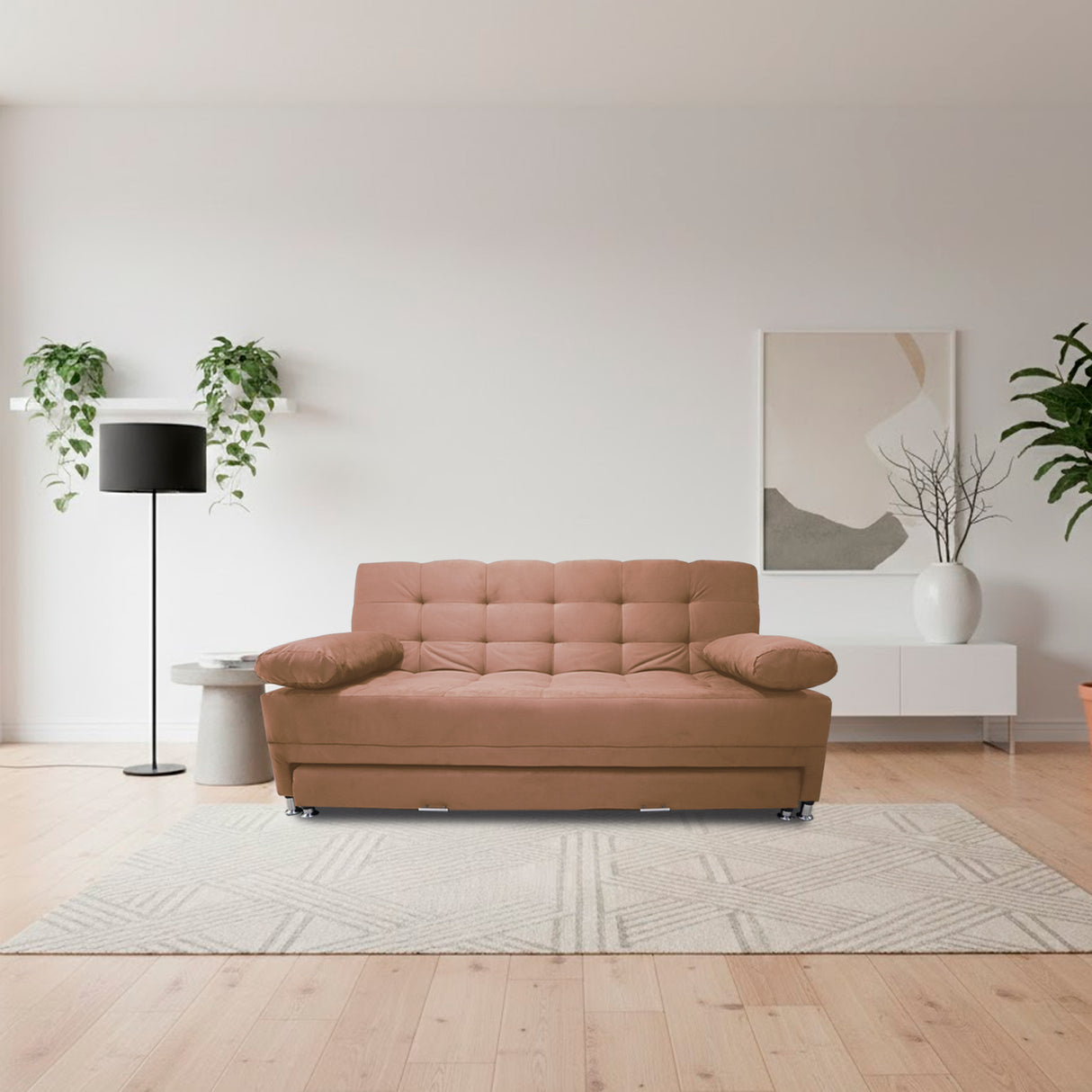 Sofá Cama Tarima Haller Camel 190x95cm Reclinable de Tela Amigable con Mascotas de Tres Puestos con Apoya Brazos - SOFAS Y POLTRONAS | Bylmo
