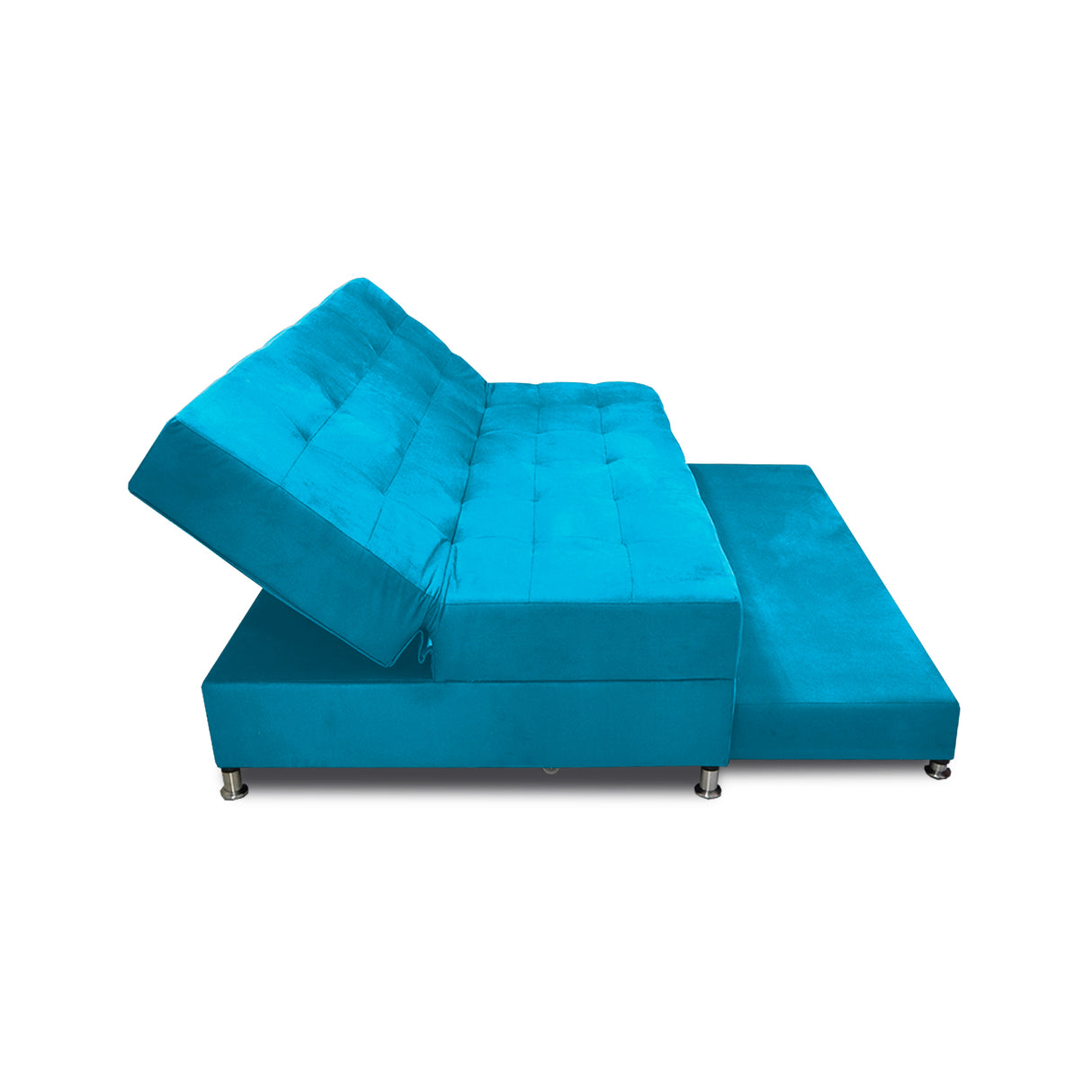 Sofá Cama Tarima Haller Turquesa 190x95cm Reclinable de Tela Amigable con Mascotas de Tres Puestos con Apoya Brazos - SOFAS Y POLTRONAS | Bylmo