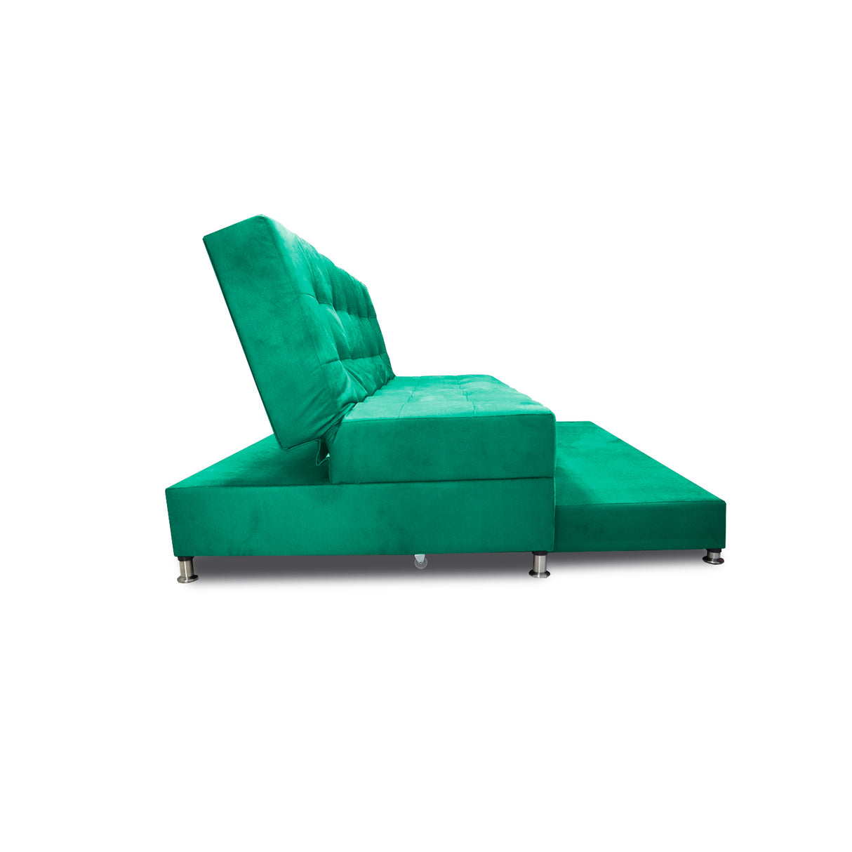Sofá Cama Tarima Haller Verde 190x95cm Reclinable de Tela Amigable con Mascotas de Tres Puestos con Apoya Brazos - SOFAS Y POLTRONAS | Bylmo