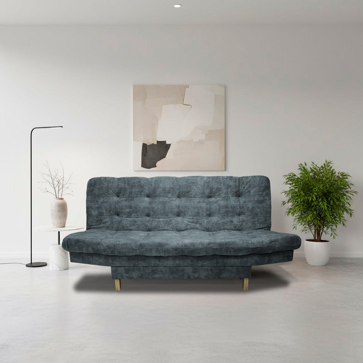 Sofá Cama Kuster Acero 185x90cm Reclinable de Tela Amigable con Mascotas de Tres Puestos sin Apoya Brazos - SOFAS Y POLTRONAS | Bylmo