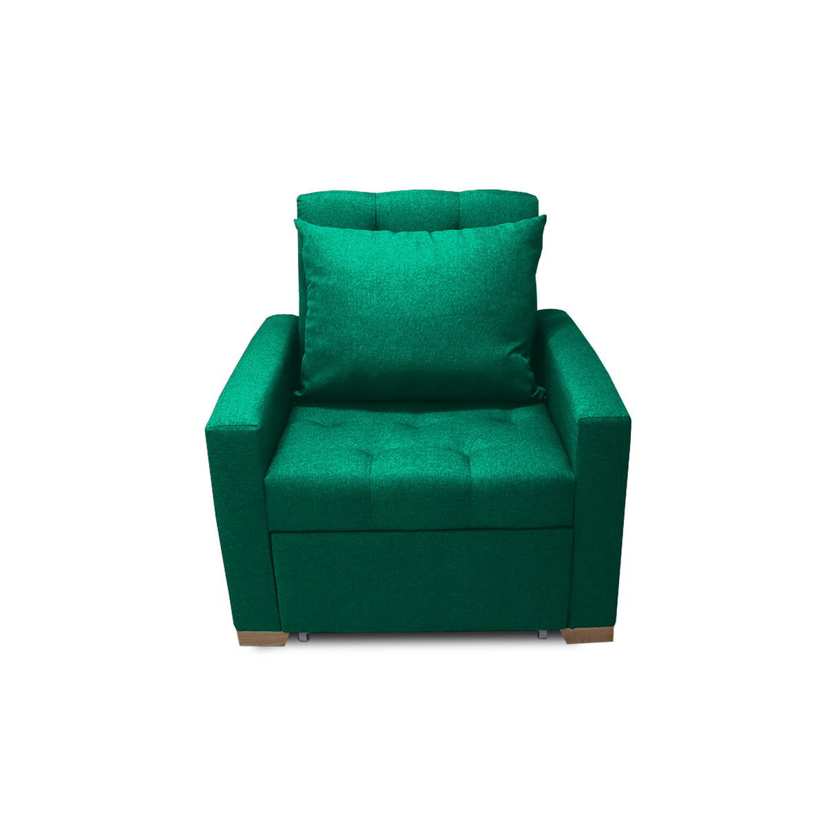 Sofá Cama Sabathy Verde 95x90cm Reclinable de Tela Amigable con Mascotas de Un Puesto con Apoya Brazos - SOFAS Y POLTRONAS | Bylmo